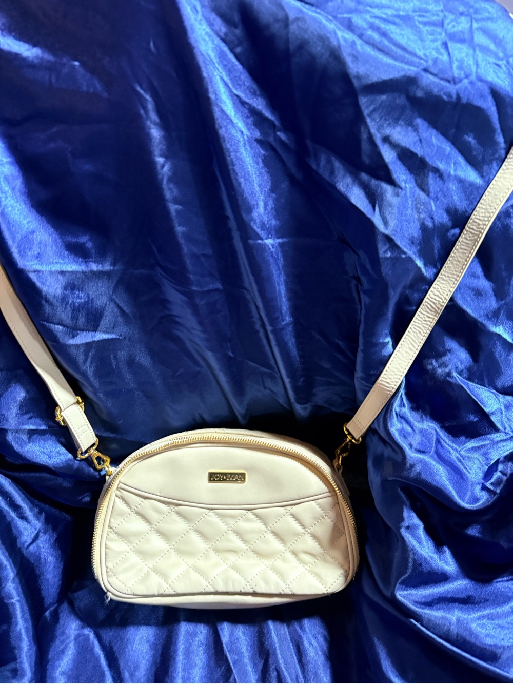 Joy Mangano Quilted Crossbody Bag in White with Gold Hardware